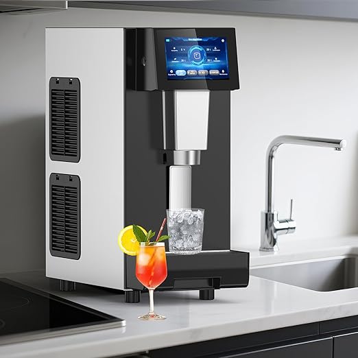 Nugget Ice Maker Countertop, 60 LBS/Day with 5LBS Storage Bin, Water Dispenser Countertop Ice Maker Machine Stainless Steel, Soft Chewable Pellet Ice Machine for Home Bar Kitchen Office, Self-Cleaning