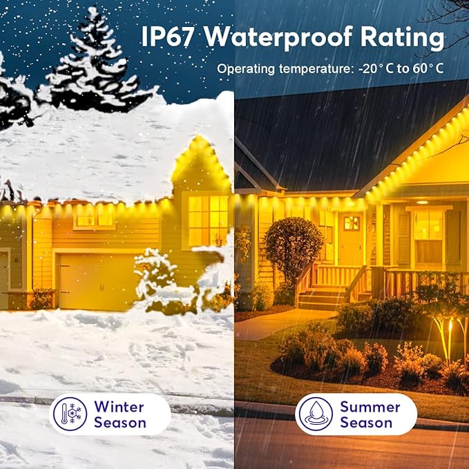 Permanent LED Strip Lights 300ft(1 String), RGB App Control Outdoor Lights with 150 LEDs, LED Eaves Lights IP67 Waterproof, House Roof Outdoor Lighting for Party, Daily, Halloween,Christmas,Garden