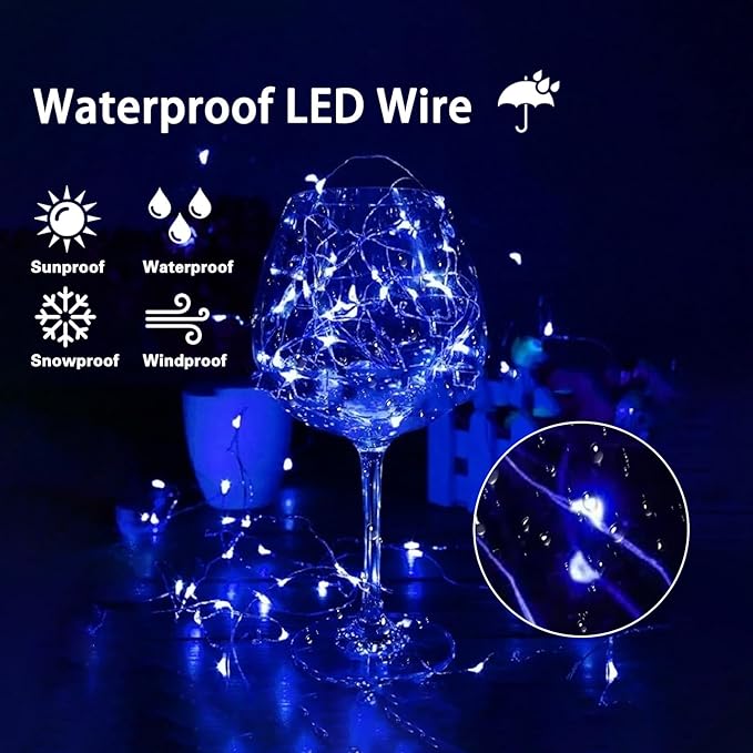 3 Pack Fairy Lights Battery Operated with Remote Control Timer, 26 FT 80 LED String Lights Outdoor Indoor Decoration, 8 Modes Twinkle Lights for Christmas Party Wedding Birthday Bedroom Décor (Blue)