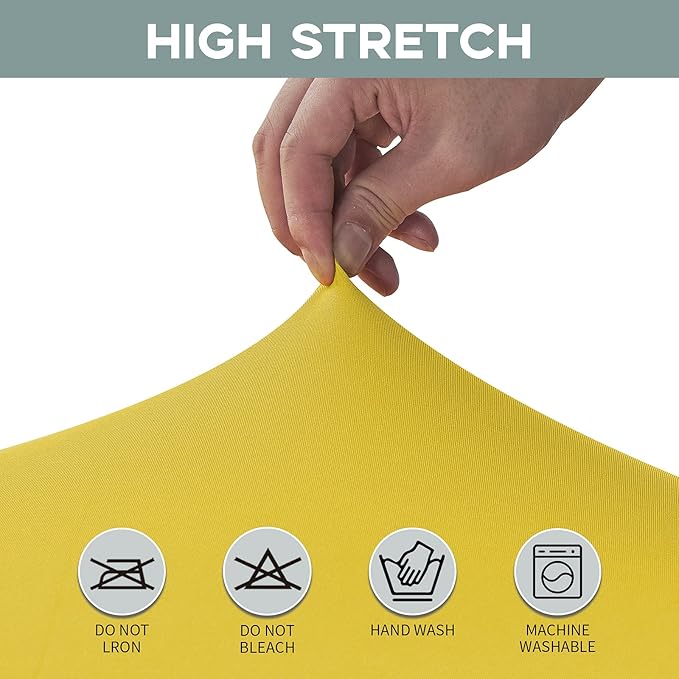CWK 4FT Waterproof Stretch Spandex Table Cover for Rectangular Tables - Elastic Fitted Tablecloth for Folding Tables,Wrinkle Resistant Table Cloth for Parties, Weddings, Banquets & Events (Yellow)