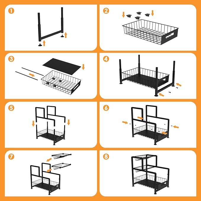 REALINN Spice Rack Organizer for Countertop, 3 Tier Pull Out Spice Rack, Height Adjustable Countertop Seasoning Organizer for Kitchen, Bathroom Storage