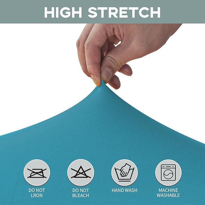 CWK 8FT Waterproof Stretch Spandex Table Cover for Rectangular Tables - Elastic Fitted Tablecloth for Folding Tables,Wrinkle Resistant Table Cloth for Parties, Weddings, Banquets & Events (Teal)