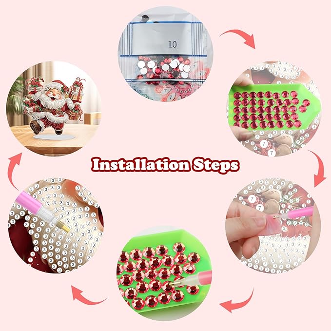 5D Diamond Art Kits for Adults, Santa Claus, Special Shaped Rhinestone Diamond Art Christmas Ornaments, Christmas Lover, DIY Diamond Art Painting Desktop Ornament Gem Art Crafts for Adults Home Decor