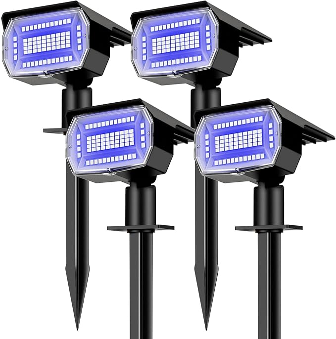 nipify 4 Pack Solar Spot Lights Outdoor, Solar Powered Waterproof Spotlight, Landscape Lighting for Outside Yard Garden Pathway,Blue