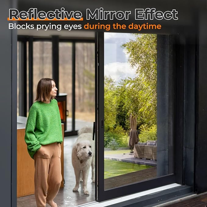 DOWELL Window Privacy Film, One Way Window Tint for Home, Static Cling Anti UV Sun Blocking Reflective Mirror Film, Heat Control See Out Not in Glass Tinting, Silver, 23.6" x 78.7"