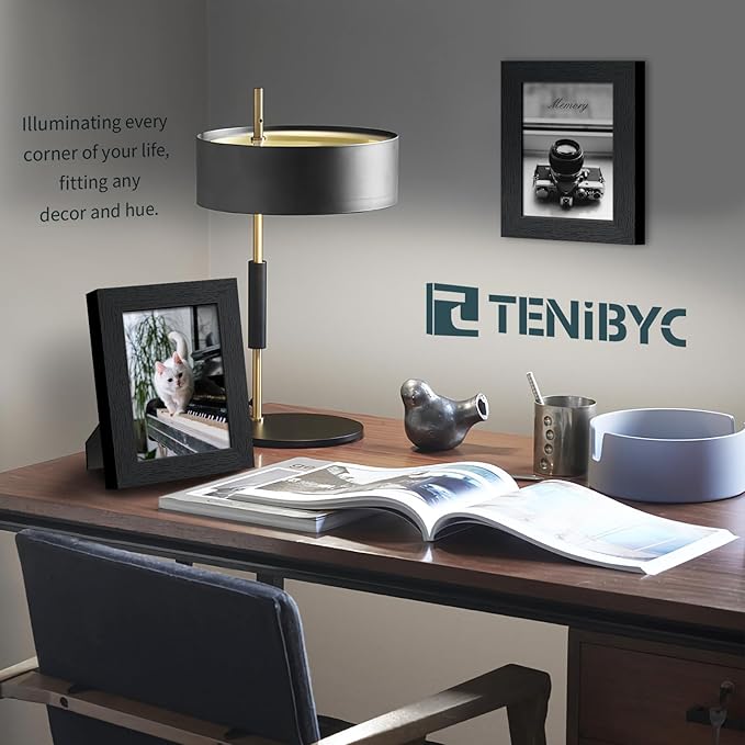 5x7 Picture Frame 3 Pack - Black Woodgrain, Solid Wood & HD Tempered Glass, Table Display or Wall Hanging