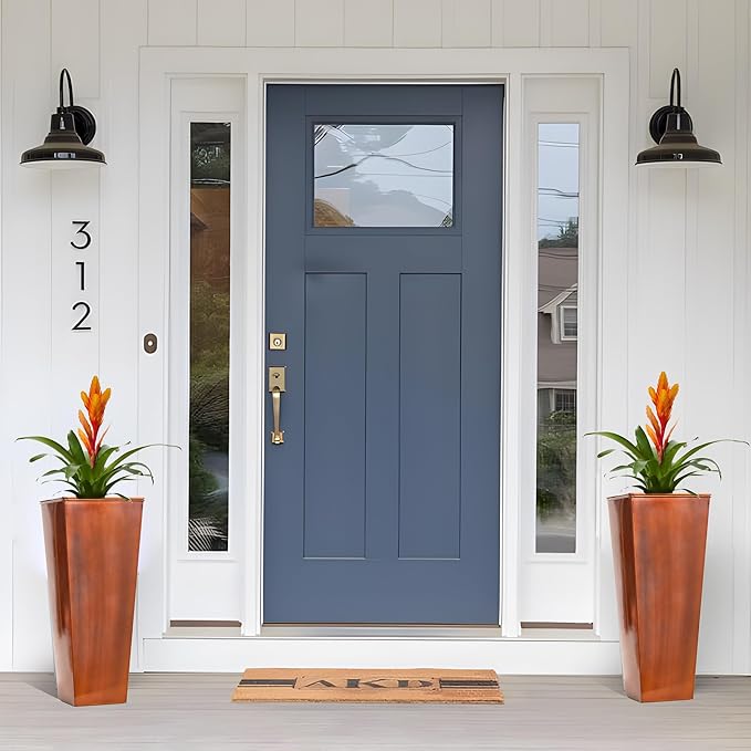 28in Tall Metal Copper Square Planter Galvanized Steel Metal Planters for Outdoor/Indoor/Patio Deck Garden Entrance Planter