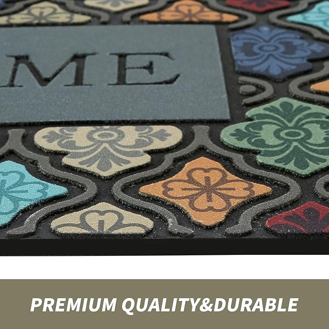 Durable Heavy Duty Front Door Mat - 24"x36" Large Outdoor Welcome Mat Non-Slip Rubber Entrance Door Mat Apply to Home High Traffic Area,Porch, Patio, Farmhouse,Entryway Floor Mats