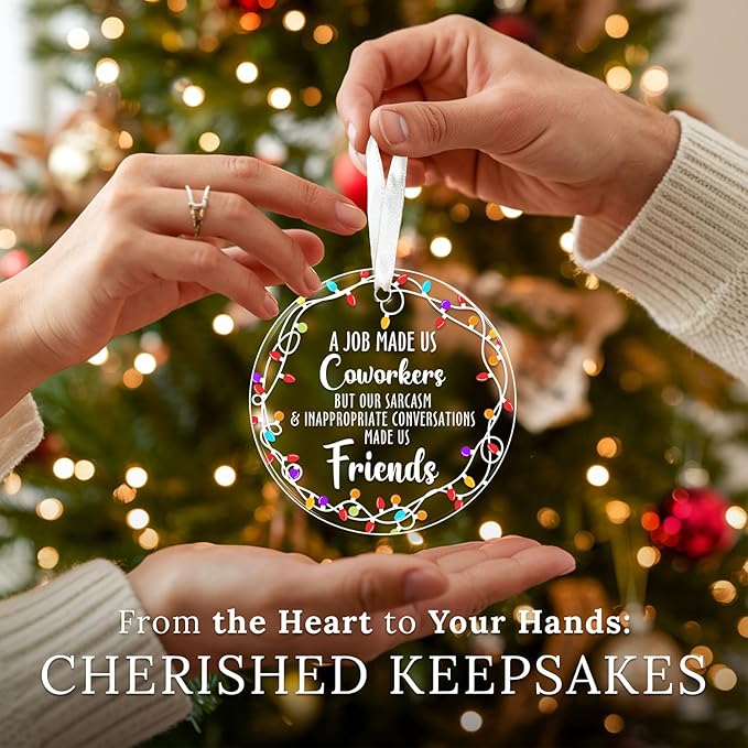 HEXMOZ Coworker Ornament - Christmas Coworkers Gifts for Work Besties, Work Friends - White Elephant, Funny Secret Santa Office Ideas for Women, Men - Acrylic Ornament 2025 Decoration