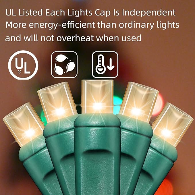 1200LED (24pk of 50L) String Lights,Twinkle, LED Christmas Lights, 6" SPACING,Green Wire,Warm White