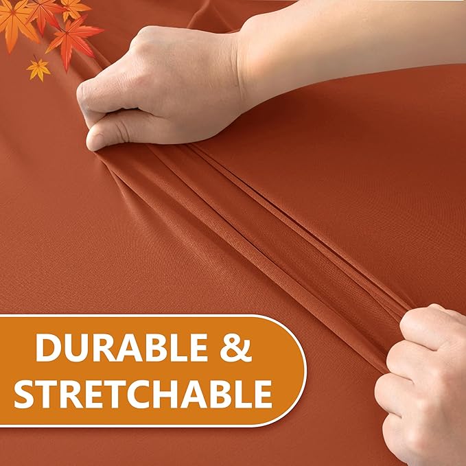 Fitted Tablecloth for 6 Foot Rectangle Tables-6 Pack Rust Elastic Outdoor Picnic Table Cover-Spandex Stretch Folding Table Cloths 6 ft for Camping Dining Room Patio Kitchen Banquet Party