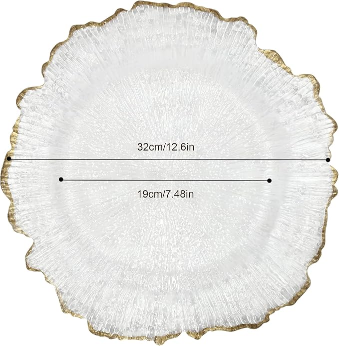 Charger Plates Set 12.6'' Round Embossed Dinner Plate Chargers Plastic Elegant Floral Plates for Dinner Wedding Party Event Table Kitchen Decoration 25Pcs (Gold-25Pcs)
