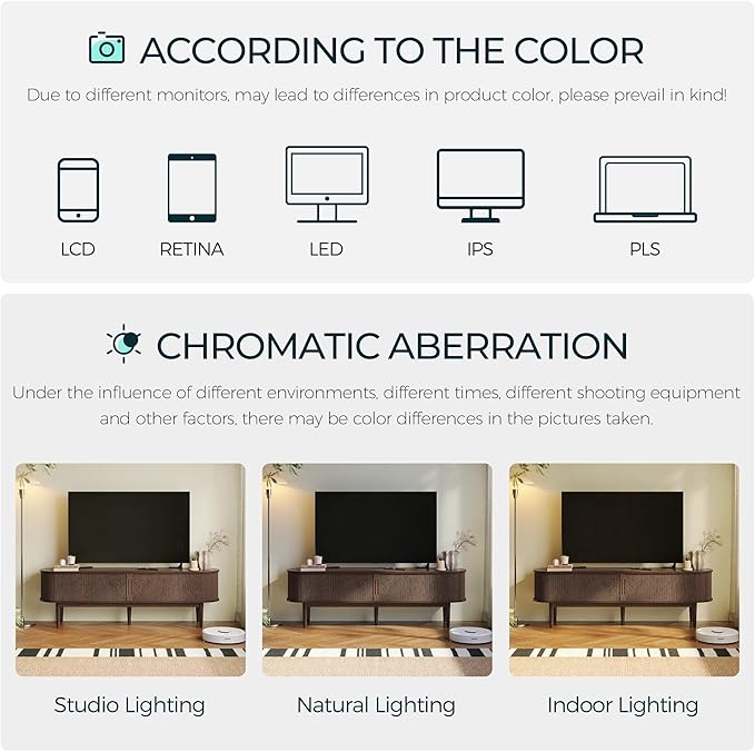 LINSY HOME Fluted TV Stand for 75" TV, Mid-Century Modern 70" Entertainment Center with Sliding Tambour Door and Storage Cabinet, Cruved TV Media Console Table for Living Room, Bedroom, Walnut