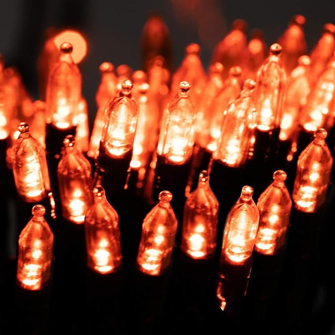 Minetom Halloween String Lights Outdoor, 39Feet 100 LED Waterproof Christmas Lights with 8 Lighting Modes for Halloween Garden Party Christmas Xmas Tree Lights Decor, Orange