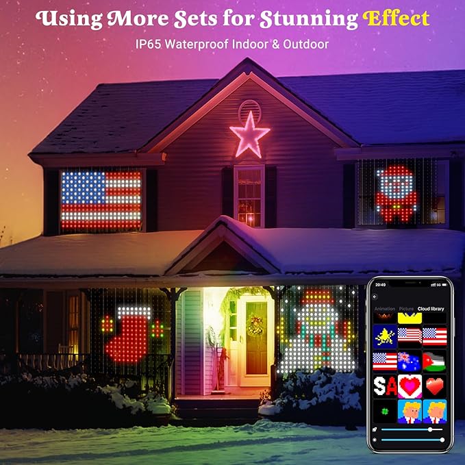 Smart Curtain Lights 400 LED, Color Changing LED Curtain Lights 6.6 * 6.6 FT, Dynamic DIY Fairy String Light Curtains for Bedroom Backdrop Party Indoor Outdoor Decor (APP +Remote Control)
