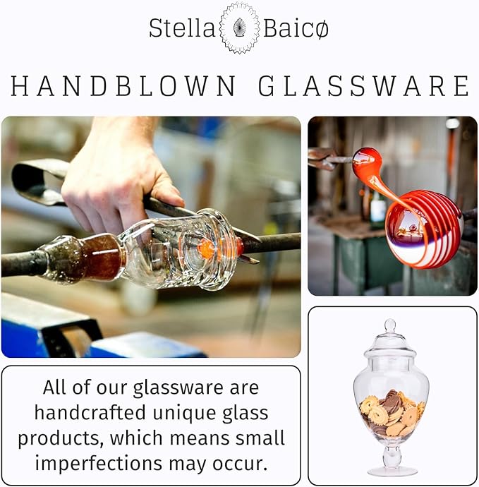 Clear Glass Apothecary Jars with Lid, Glass Candy Jar for Candy Buffet, Elegant Decorative Glass Jars for Wedding, Display and Party, Large Candy Canisters (Height: 12.6", Diameter: 6.3")
