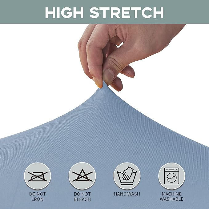CWK 6FT Waterproof Stretch Spandex Table Cover for Rectangular Tables - Elastic Fitted Tablecloth for Folding Tables,Wrinkle Resistant Table Cloth for Parties, Weddings, Banquets & Events (Sky Blue)