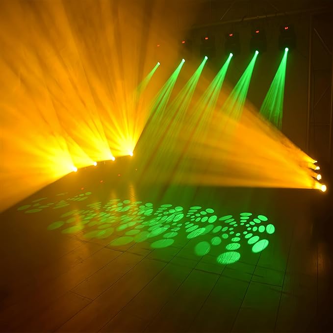 DJCLUB Stage Lights Moving Head Light 7 Gobos 8 Colors 11 Channels 60W Spot Light DMX 512 with Sound Activated for Wedding DJ Party Stage Lighting (LED 60W Moving Head)