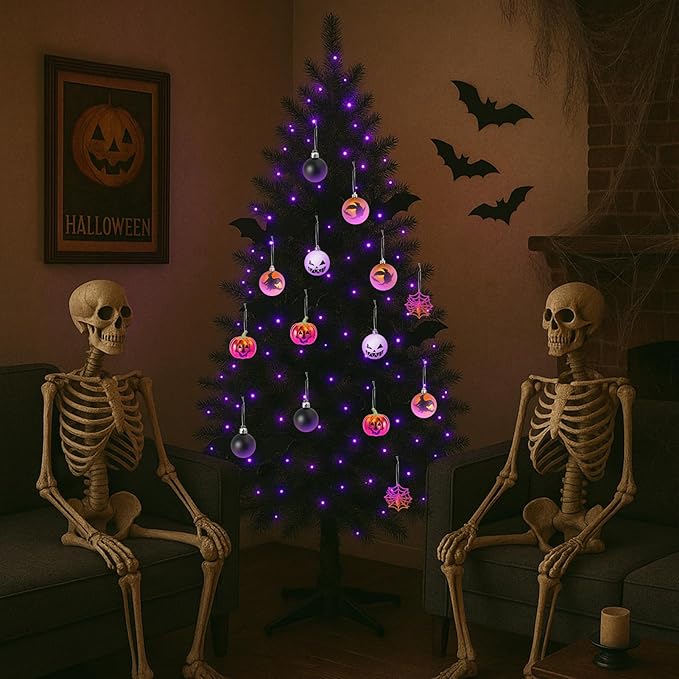 69pcs Halloween Ball Ornaments Set, Shatterproof Decorative Hanging Ornaments Set for Small Tree, Cute Balls for Home Indoor/Outdoor Halloween Party Holiday Decor