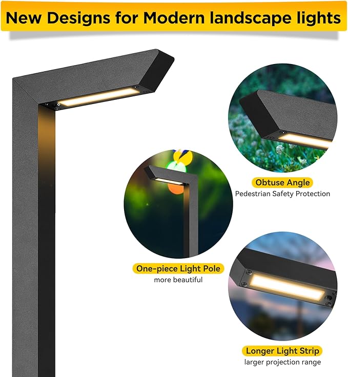 Gardencoin 3CCT LED Low Voltage Landscape Pathway Light, 12V Premium 3000K/4000K/5000K Selectable Path Lights Wired, Modern Walkway Lights Outdoor, Higher Housing with Larger Stake (19.71IN, 12pack)