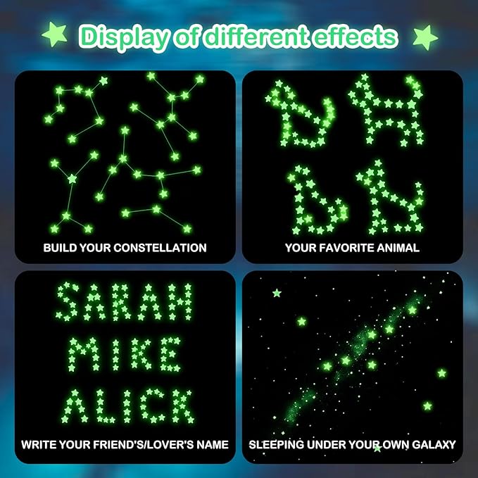 477PCS Glow in The Dark Stars Stickers, Adhesive Glowing Stars Wall Stickers Removable Ceiling Star Wall Decals Space Themed Room Decor Ceiling Star for Bedding Room Decorations