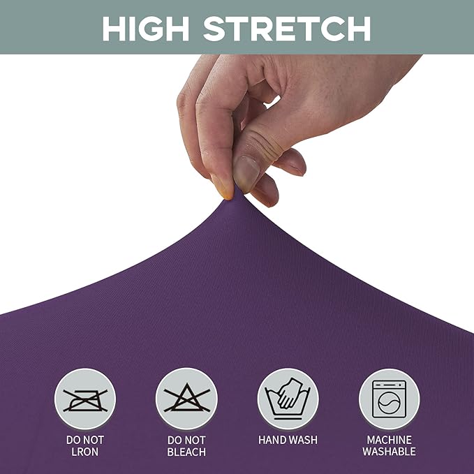 CWK 6FT Waterproof Stretch Spandex Table Cover for Rectangular Tables - Elastic Fitted Tablecloth for Folding Tables,Wrinkle Resistant Table Cloth for Parties, Weddings, Banquets & Events (Dark Puple)