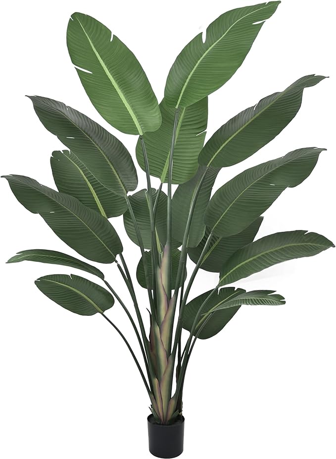 8ft Tall Bird of Paradise Artificial Tree (94 Inch) with Large Trunks and Realistic Leaves Big Faux Floor Potted Plants Fake Silk Plants for Home Office Living Room Decor Indoor (8feet,1pack)