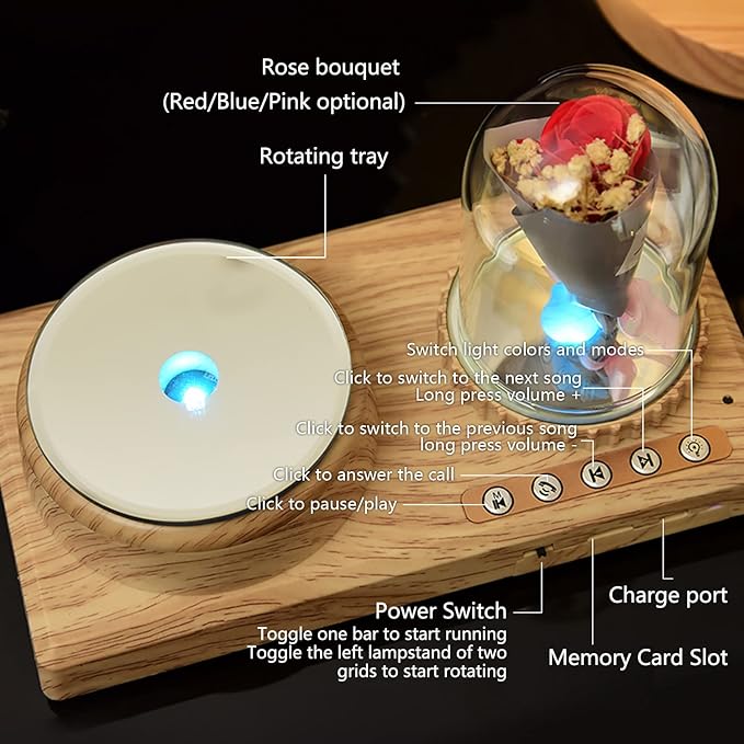 Personalized Heart Crystal Print with Your Photo, Office Desktop Decor Personalized Picture Gifts Glass Clear Frame with Bluetooth Rotary Speaker Color Led Light Changing Mood Light