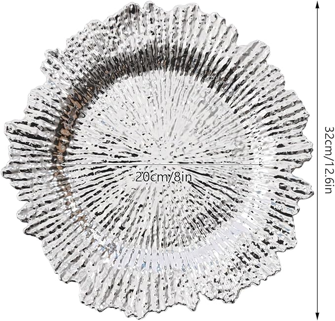 Antique Charger Plates Set 13'' Round Embossed Dinner Plate Chargers Plastic Elegant Floral Plates for Dinner Wedding Party Event Table Kitchen Decoration 100PCS (Silver 24Pcs)