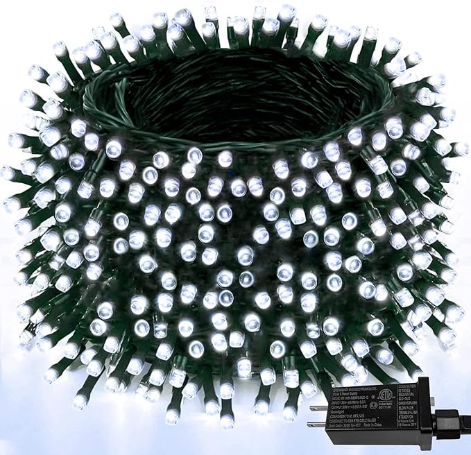 1000 LED Christmas Lights Outdoor Indoor, Super Long 330 FT Green Wire Plug In String Lights with 8 Modes & Timer & Memory, Waterproof Fairy Light for Xmas Tree Party Garden Decorations, Cool White