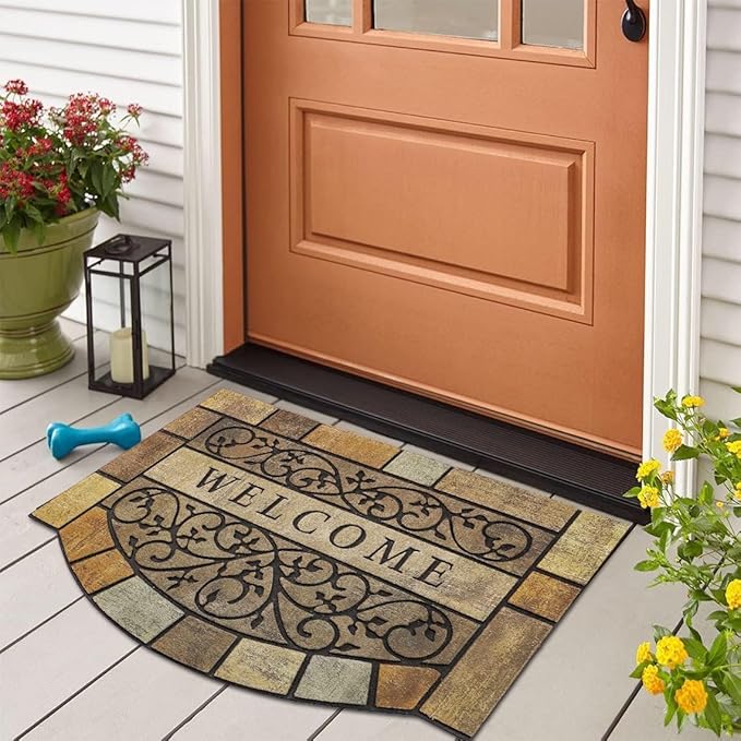 Durable Welcome Door Mats, 24"x36" Heavy-Duty Large Outdoor Mat for Front Door with Non-Slip Rubber Backing for Outside Entry, Garage, Patio, High Traffic Area