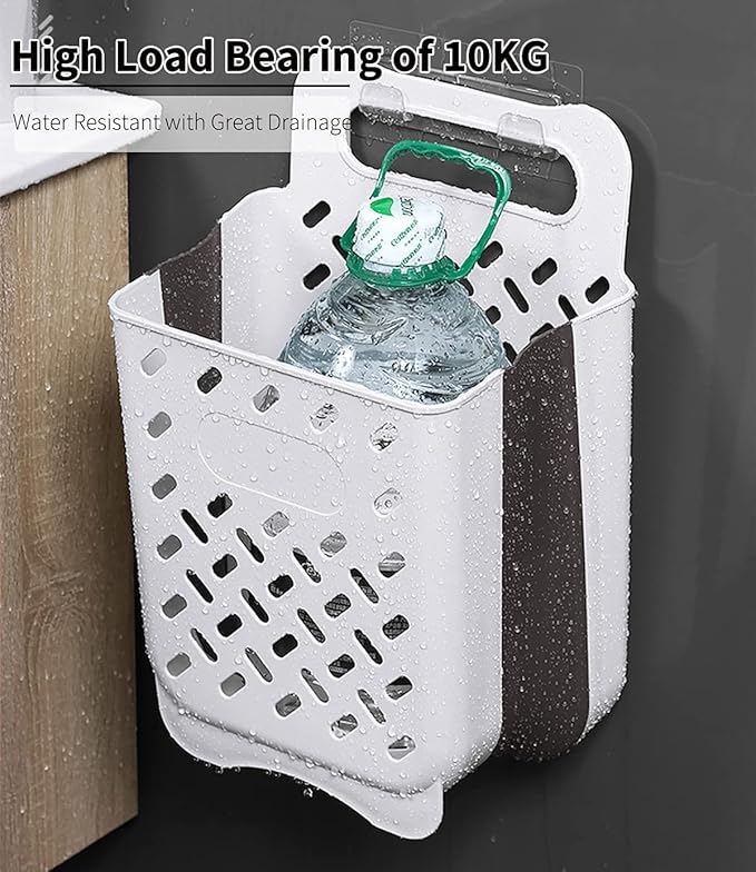 Plastic Foldable Laundry Basket with Handle, 42L Wall Mounted Laundry Hamper Freestanding Dirty Clothes Hamper, Collapsible Laundry Baskets Pop Up Hamper Storage Container for Snacks Dolls