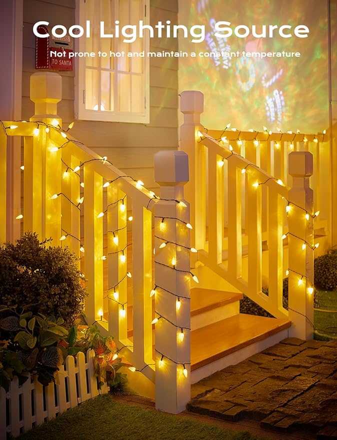 Brightown Solar Operated C6 Strawberry String Lights, 22.64ft 50 LEDs Warm White LED Christmas Fairy Lights, Solar Christmas Lights Outdoor, Christmas Decorations for Christmas Tree, Garden Decor