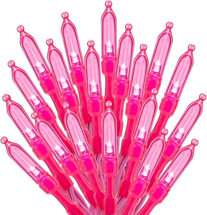 Pink Mini Christmas Lights - 39 Feet 100 LED Fairy String Lights with 8 Lighting Modes Waterproof Connectable for Indoor Outdoor Xmas Tree Garland Wreath Holiday Valentine's Day Decoration