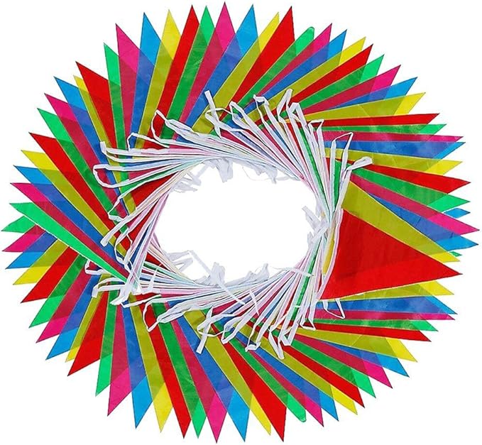 1000ft Multicolor Pennant Banners String Bunting Flag Banner,Nylon Fabric Decorations Flags for Festival Party Celebration Eventsyard Picnics - 600pcs Nylon Fabric Decorations Flags