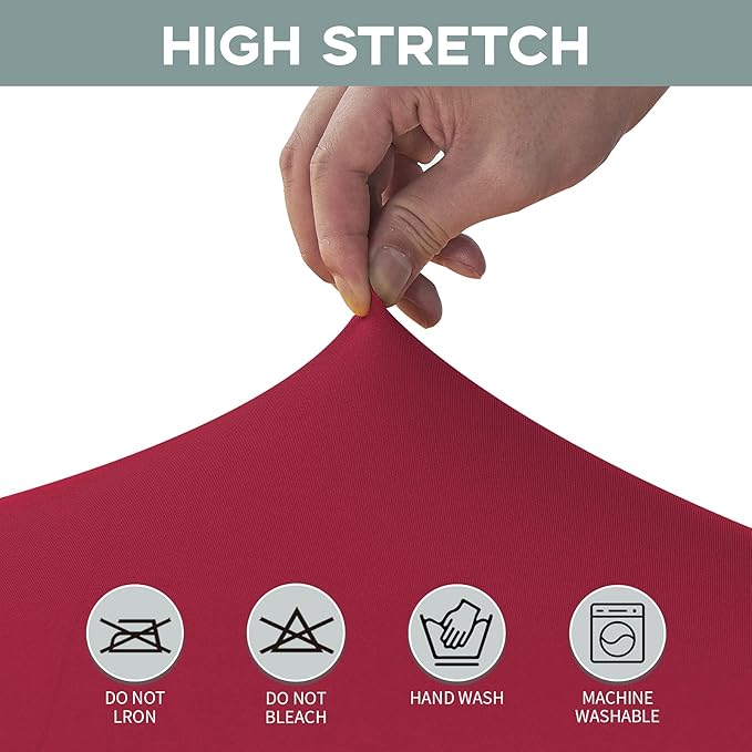 CWK 4FT Waterproof Stretch Spandex Table Cover for Rectangular Tables - Elastic Fitted Tablecloth for Folding Tables,Wrinkle Resistant Table Cloth for Parties, Weddings, Banquets & Events(Apple Red)