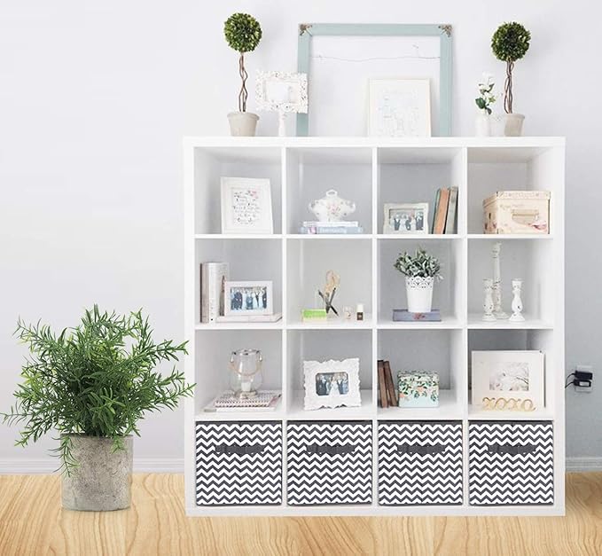 storage box Oxford fabric set of 4, foldable storage box fabric box in cube shape 30x30x30 cm for closet, clothes, books, cosmetics, toys