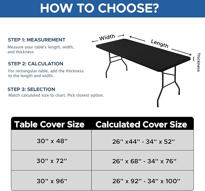 4ft Stretch Table Cover Fitted-6 Pack Black Spandex Table Cloths with Elastic-Stretchy Folding Table Cloths 4ft for Outdoor Picnic Camping Dining Room Patio Kitchen Banquet Party Craft Show