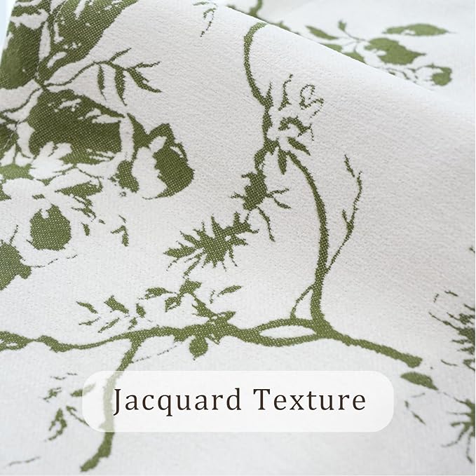 Green Table Cloth for Rectangular Tables, Vintage Jacquard Green Floral Pattern Tablecloth, Wrinkle Free Table Cover for Dining, Farmhouse, Wedding - 60''x120''