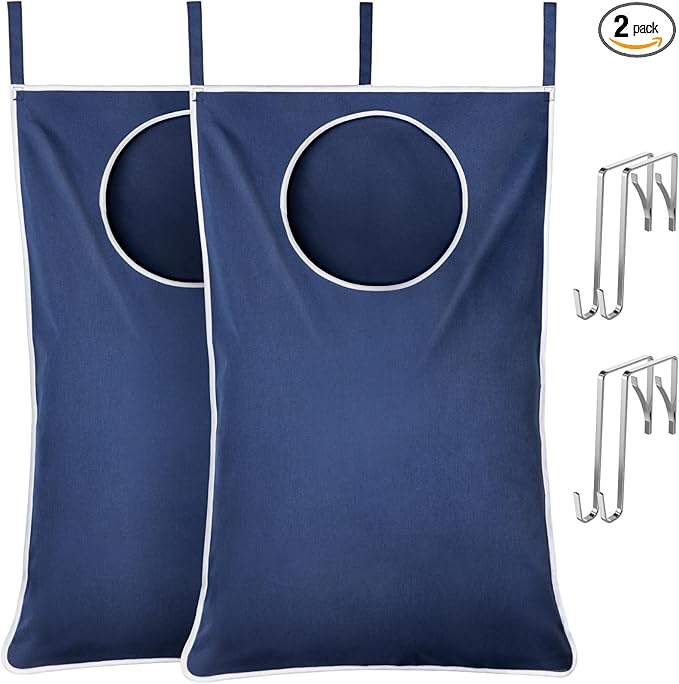 Lifewit 2 Pack Over Door Laundry Hamper, Large Collapsible Hanging Laundry Hamper, Hanging Laundry Basket Bag for Bathroom Bedroom Dirty Clothes Storage Organizer, Dark Blue