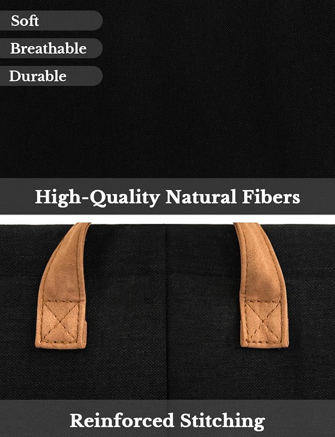 StorageWorks Storage Bins, Fabric Storage Bins for Shelves, Large Storage Baskets with Metal Frame, Closet Baskets and Bins with Handles, Black, 2-Pack