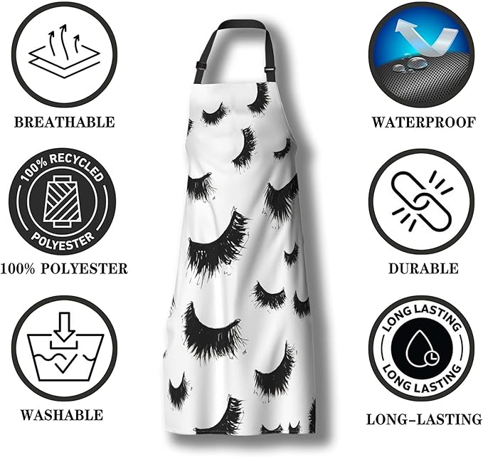 Kitchen Aprons for Women False Eyelashes Art Sketch Chef Apron for Women for Cooking Restaurant BBQ Painting Crafting Gardening 27” (W) x 31” (H), Waterproof Aprons