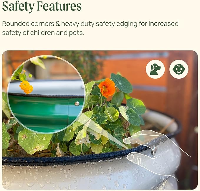 Vego garden 32" Tall 42" Round Raised Garden Bed Raised Bed Planter Box for Vegetables Flowers Patio-Pearl White