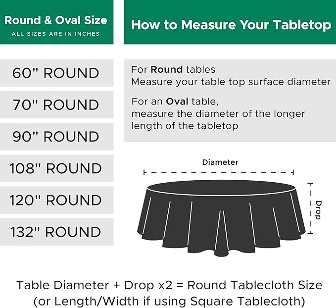 Biscaynebay Round Christmas Tablecloths 60" for Round Tables diameters from 28" to 48", Hunter Green Fabric Water Resistant Folding Table Covers Washable for Dining, Kitchen, Wedding, Parties