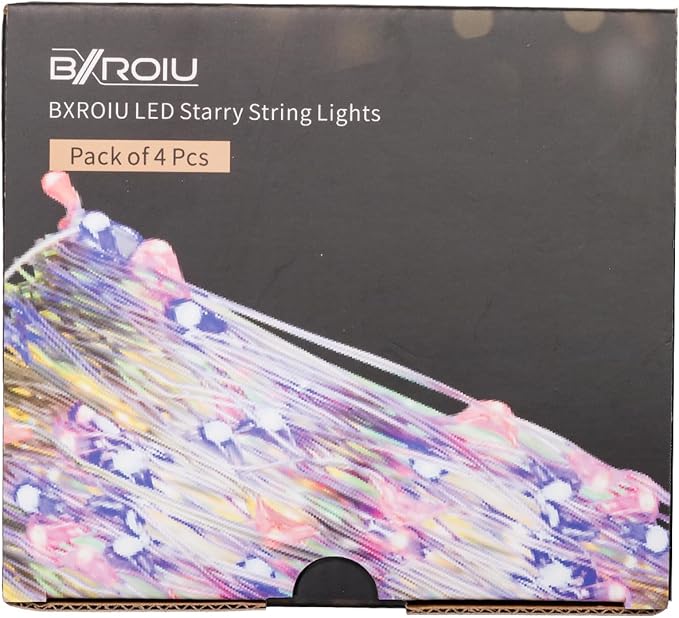 4 x Fairy Lights Battery Operated 8 Lighting Modes,50LEDs,16.4Ft/5 Meters Silver Wire String Lights,Timer Function,and Remote Control.for Christmas,Party,Wedding,Decorative Lighting