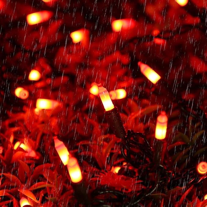 Brizled Orange Halloween Lights, 42.6ft 200 Count Incandescent Halloween String Lights Connectable, UL Certified Black Wire Mini Orange Lights String for Indoor Outdoor Tree Patio Garden Party Decor