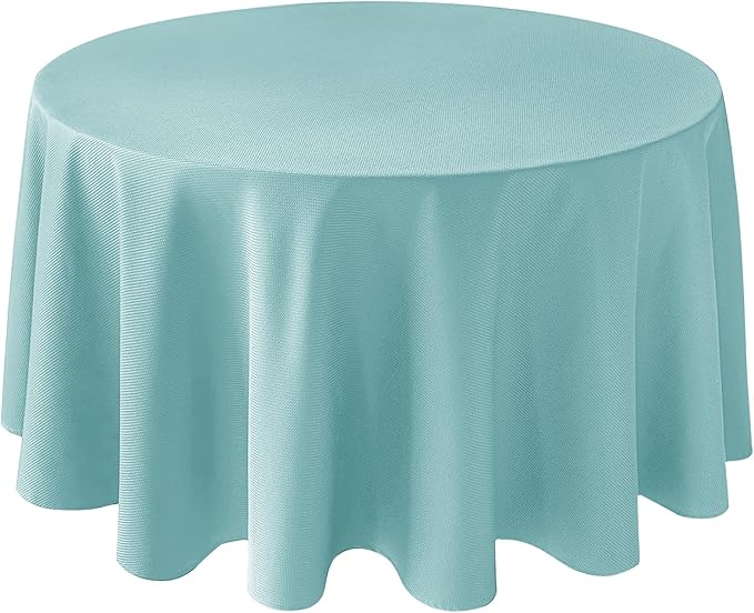 Biscaynebay Round Tablecloth 90 Inch-Auqa Blue Outdoor Fabric Table Cover-Small Circle Folding Table Cloths Linen Water Resistant for Kitchen Dining Picnic Patio Outdoor Party Restaurant Tables