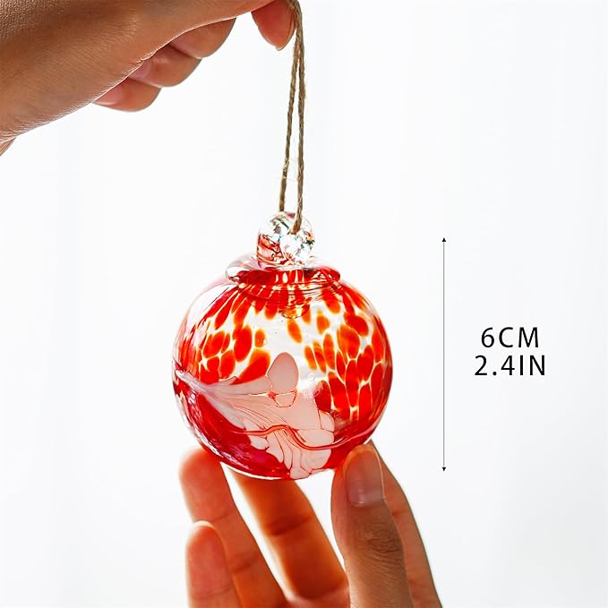 6pcs Hand-Blown Glass Christmas Ornaments Balls Hanging Friendship Balls Glass Witches Ball Gazing Ball for Home Window Outdoor Garden Patio Décor Gifts for mom