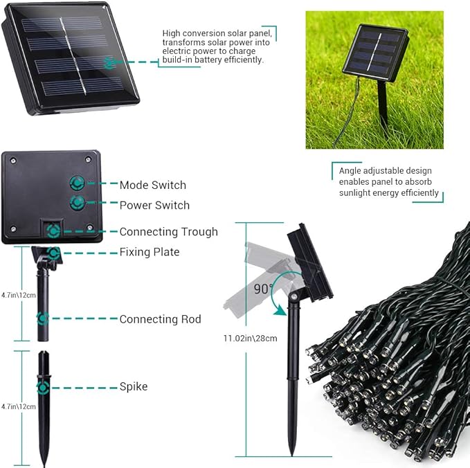 Joomer Green Solar Christmas Lights, 2 Pack Total 144FT 400 LED 8 Modes Waterproof Solar Christmas Lights Outdoor for Garden Yard Patio Christmas Decoration