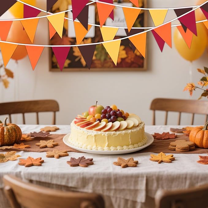 MARFOREVER Fall Pennant Banner, 30Pcs Fabric Thanksgiving Triangle Flags Bunting Garland Fall Theme Colors Hanging Decorations for Autumn Harvest Garden Wedding Baby Shower Party Supplies
